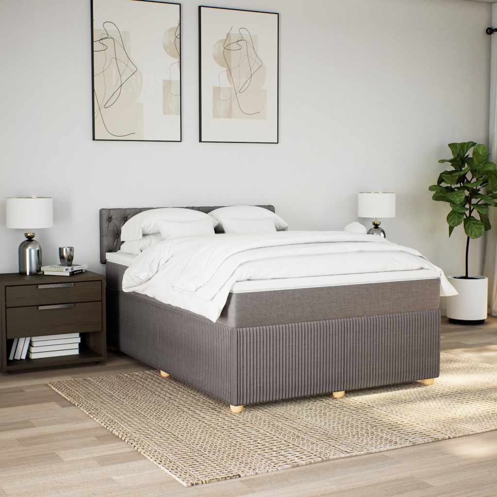 Boxspring met matras stof taupe 140x190 cm is nu te koop bij PeponiXL, paradijselijk wonen!