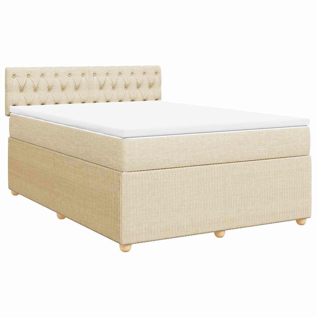Boxspring met matras stof crèmekleurig 140x190 cm is nu te koop bij PeponiXL, paradijselijk wonen!