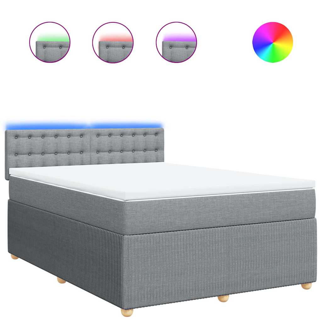 Boxspring met matras stof lichtgrijs 140x190 cm is nu te koop bij PeponiXL, paradijselijk wonen!