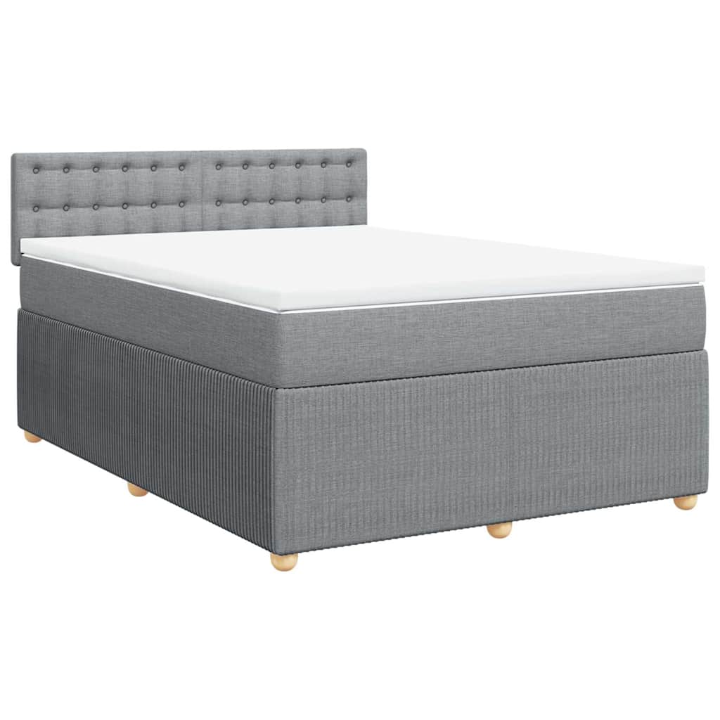 Boxspring met matras stof lichtgrijs 140x190 cm is nu te koop bij PeponiXL, paradijselijk wonen!