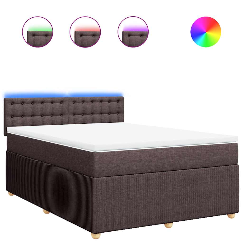 Boxspring met matras stof donkerbruin 140x190 cm is nu te koop bij PeponiXL, paradijselijk wonen!
