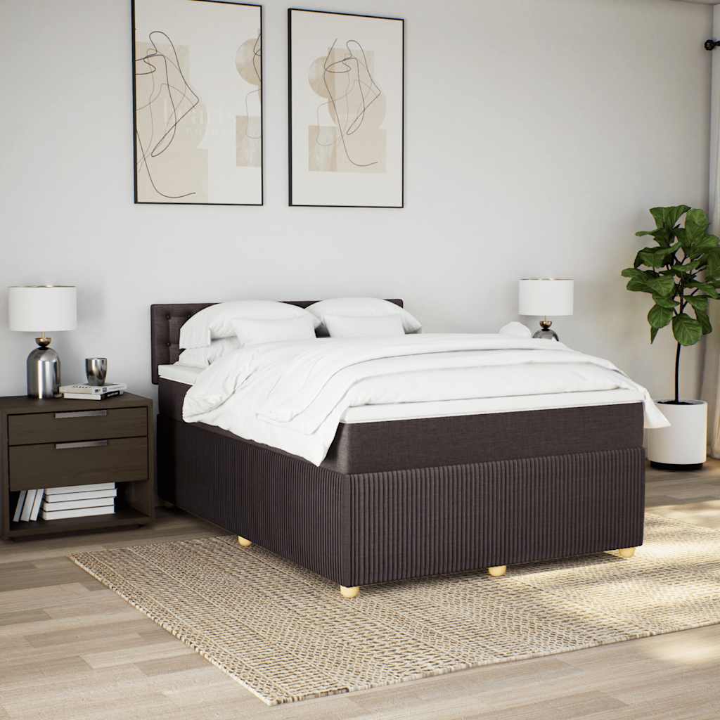 Boxspring met matras stof donkerbruin 140x190 cm is nu te koop bij PeponiXL, paradijselijk wonen!