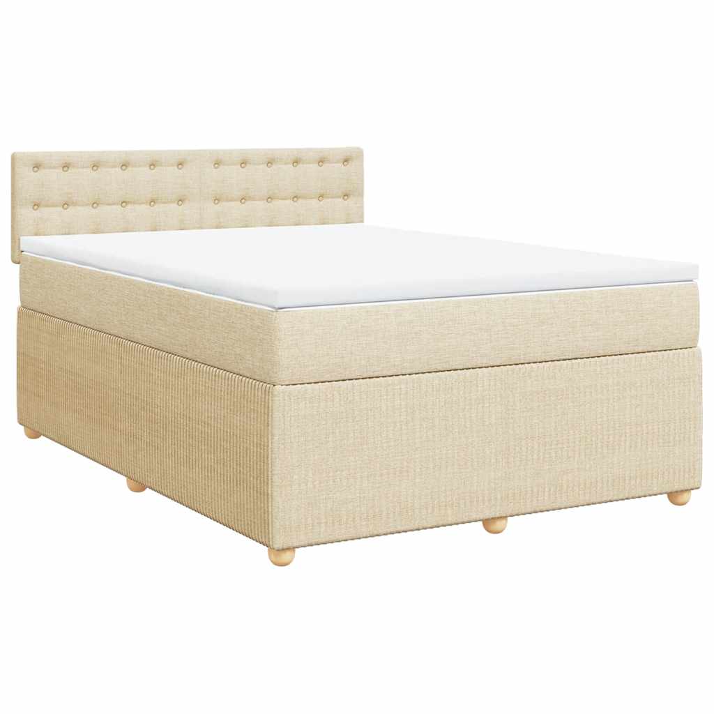 Boxspring met matras stof crèmekleurig 140x190 cm is nu te koop bij PeponiXL, paradijselijk wonen!
