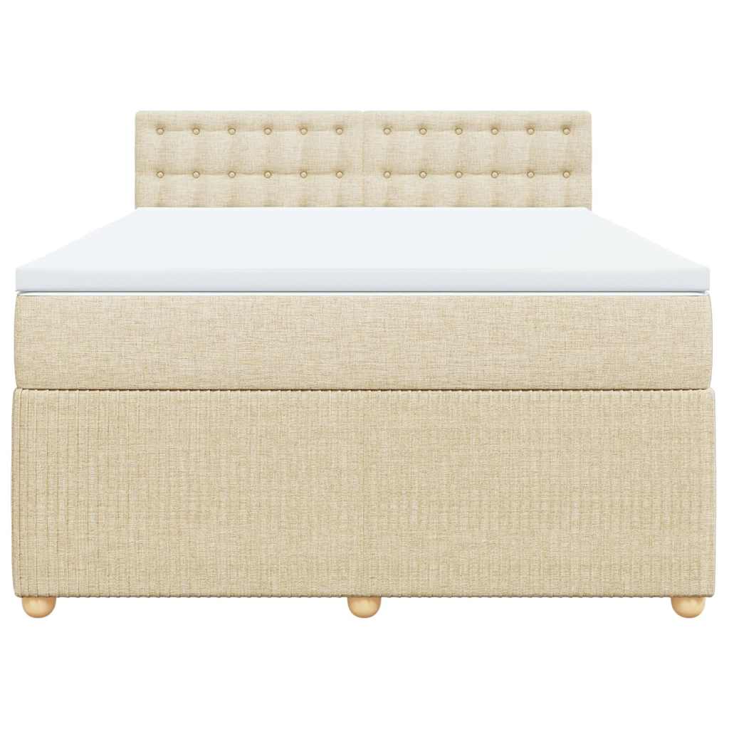 Boxspring met matras stof crèmekleurig 140x190 cm is nu te koop bij PeponiXL, paradijselijk wonen!
