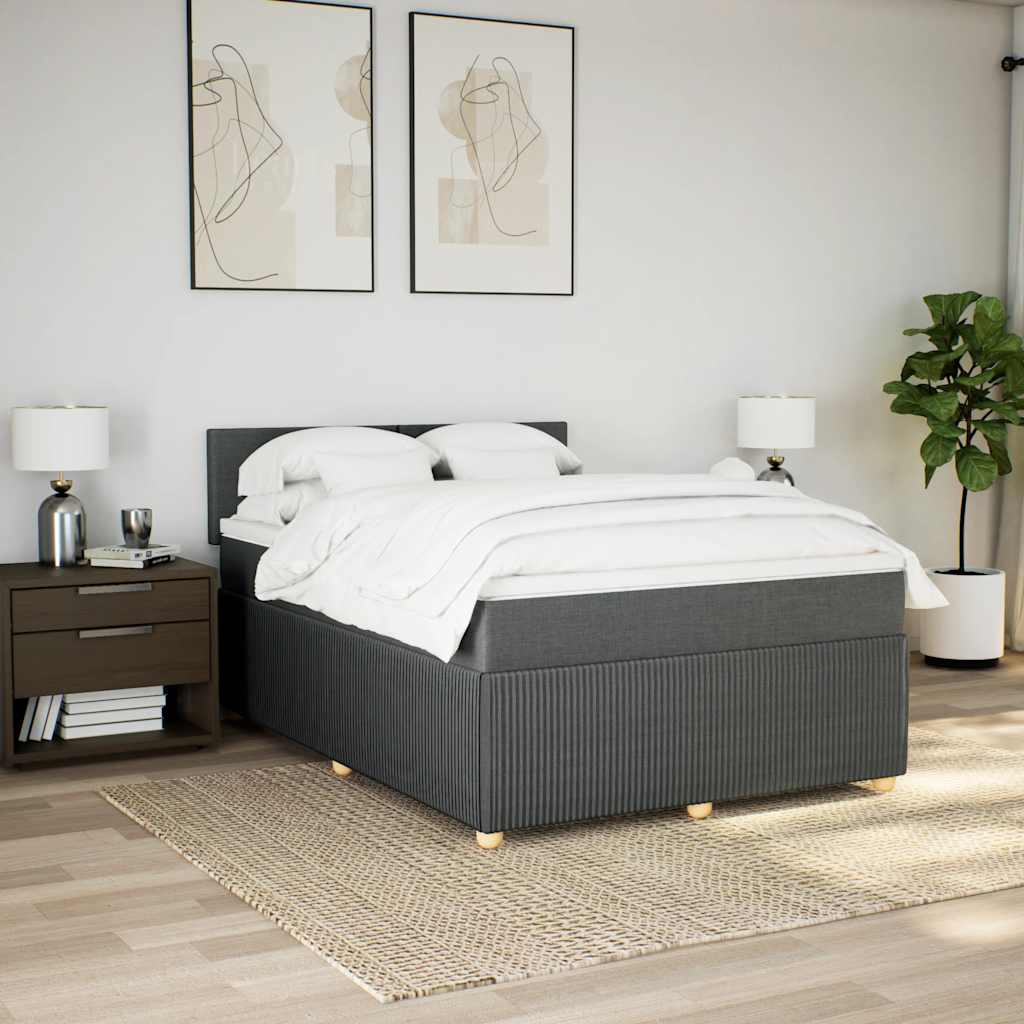 Boxspring met matras stof donkergrijs 140x200 cm is nu te koop bij PeponiXL, paradijselijk wonen!