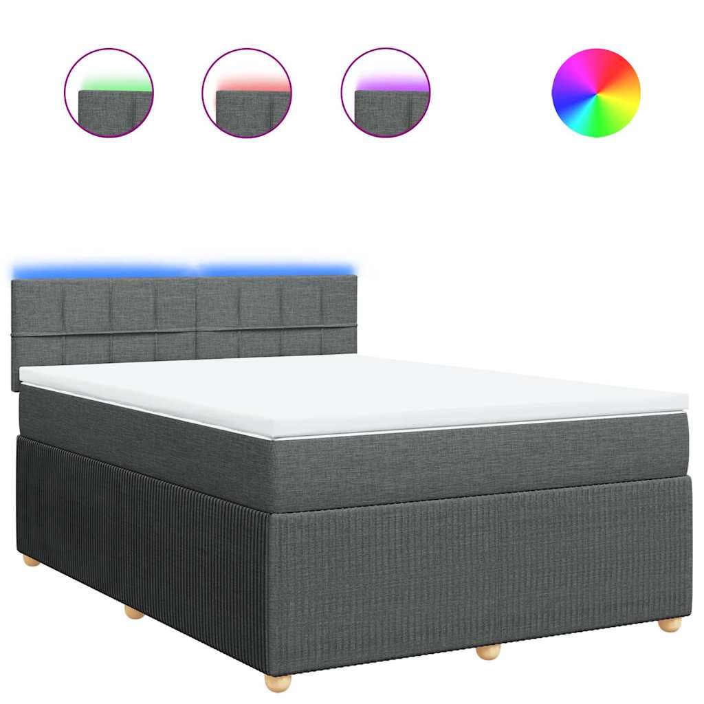 Boxspring met matras stof donkergrijs 140x200 cm is nu te koop bij PeponiXL, paradijselijk wonen!
