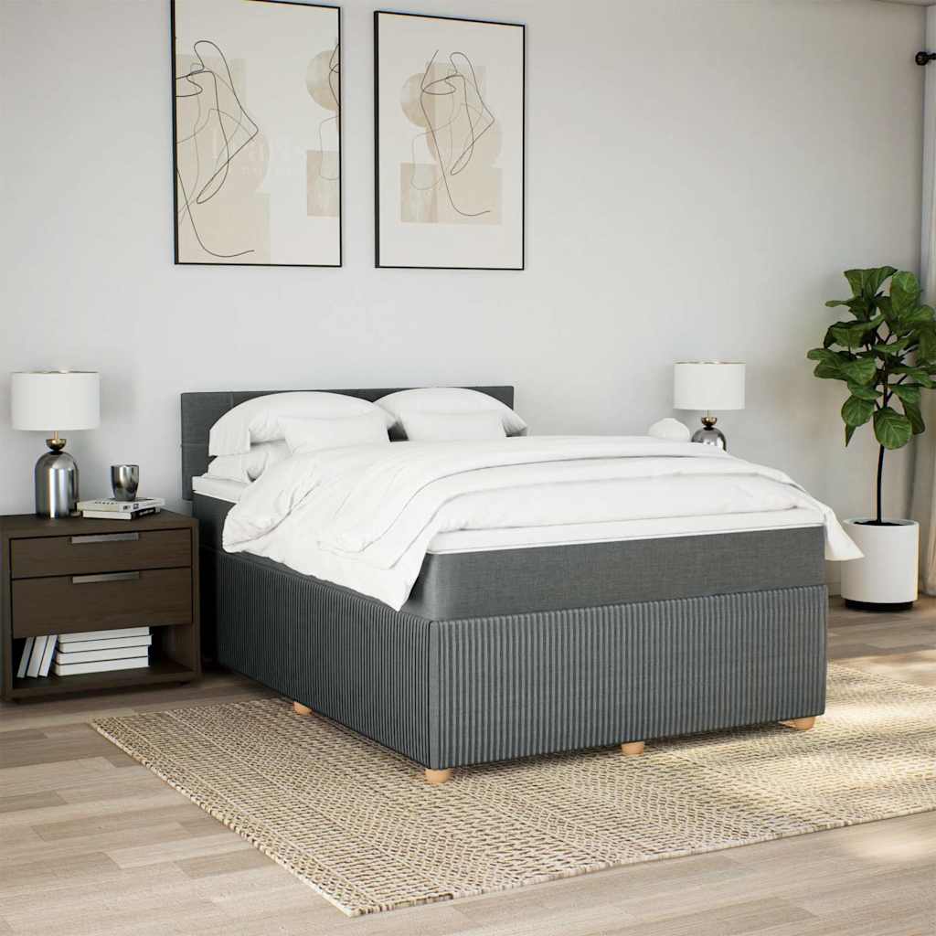 Boxspring met matras stof donkergrijs 140x200 cm is nu te koop bij PeponiXL, paradijselijk wonen!