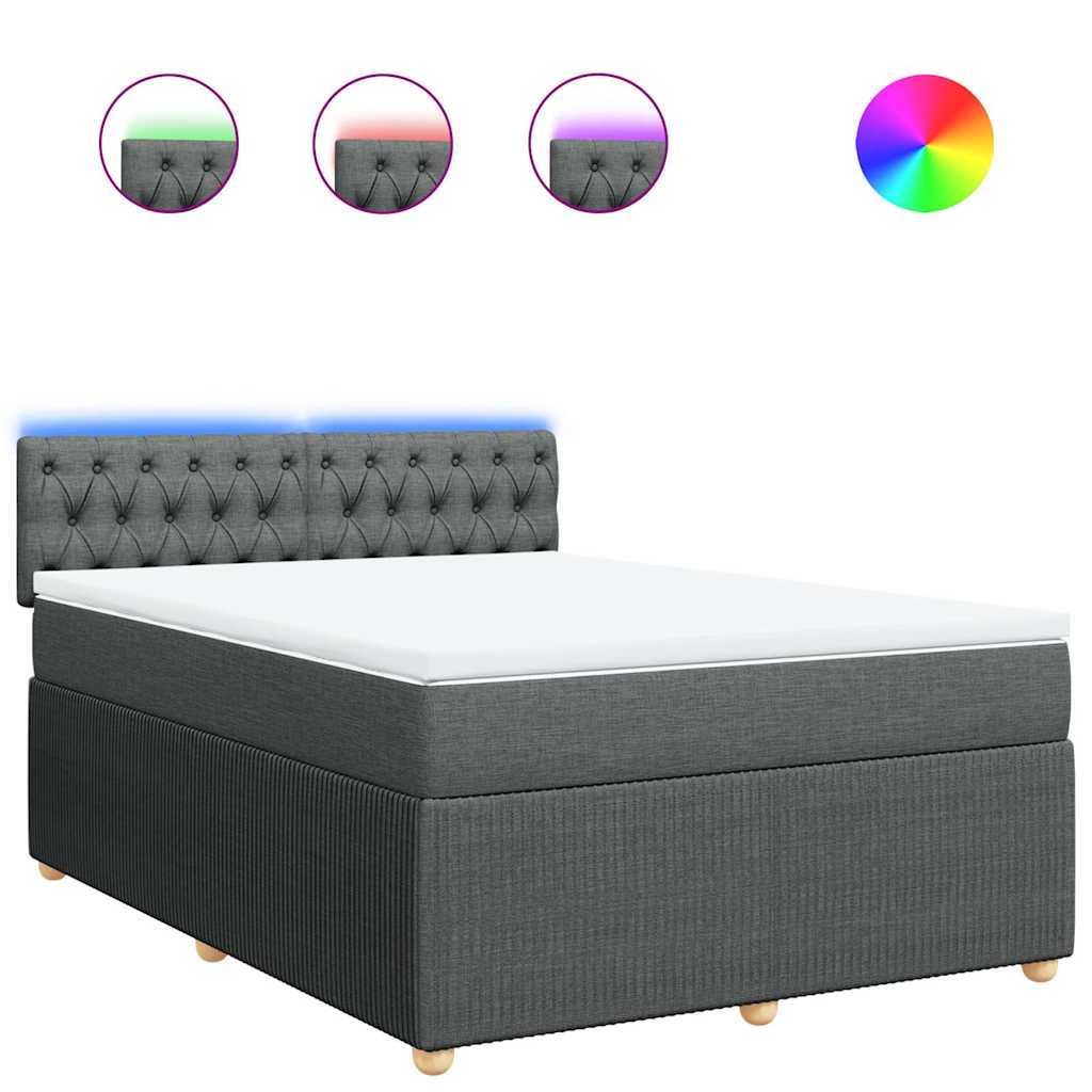 Boxspring met matras stof donkergrijs 140x200 cm is nu te koop bij PeponiXL, paradijselijk wonen!