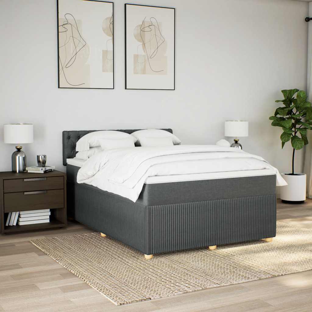 Boxspring met matras stof donkergrijs 140x200 cm is nu te koop bij PeponiXL, paradijselijk wonen!