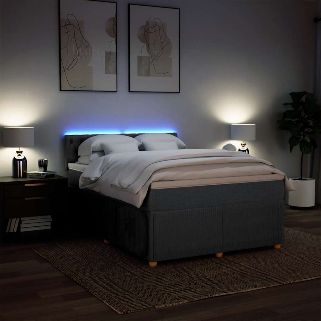 Boxspring met matras stof donkergrijs 140x200 cm is nu te koop bij PeponiXL, paradijselijk wonen!