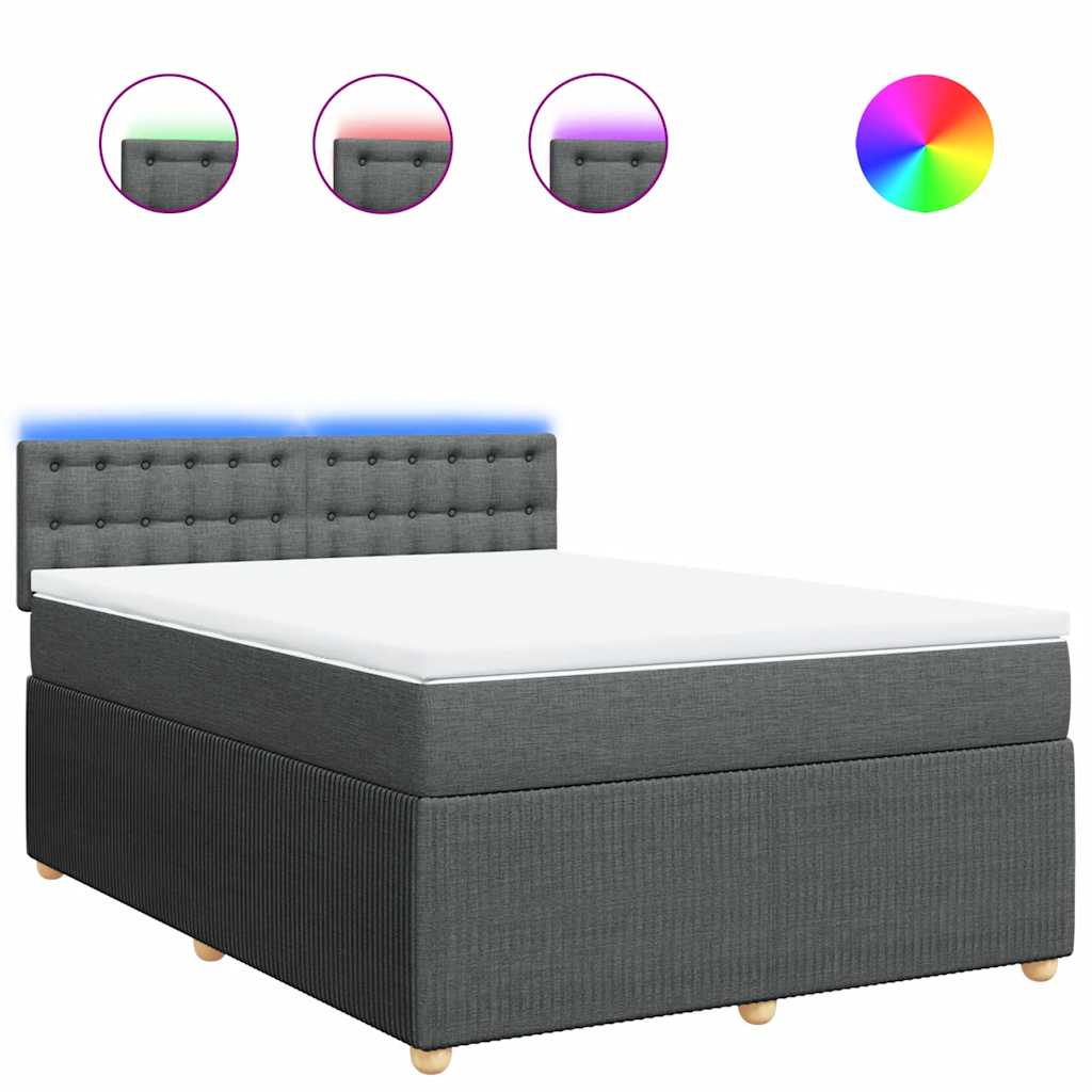 Boxspring met matras stof donkergrijs 140x200 cm is nu te koop bij PeponiXL, paradijselijk wonen!