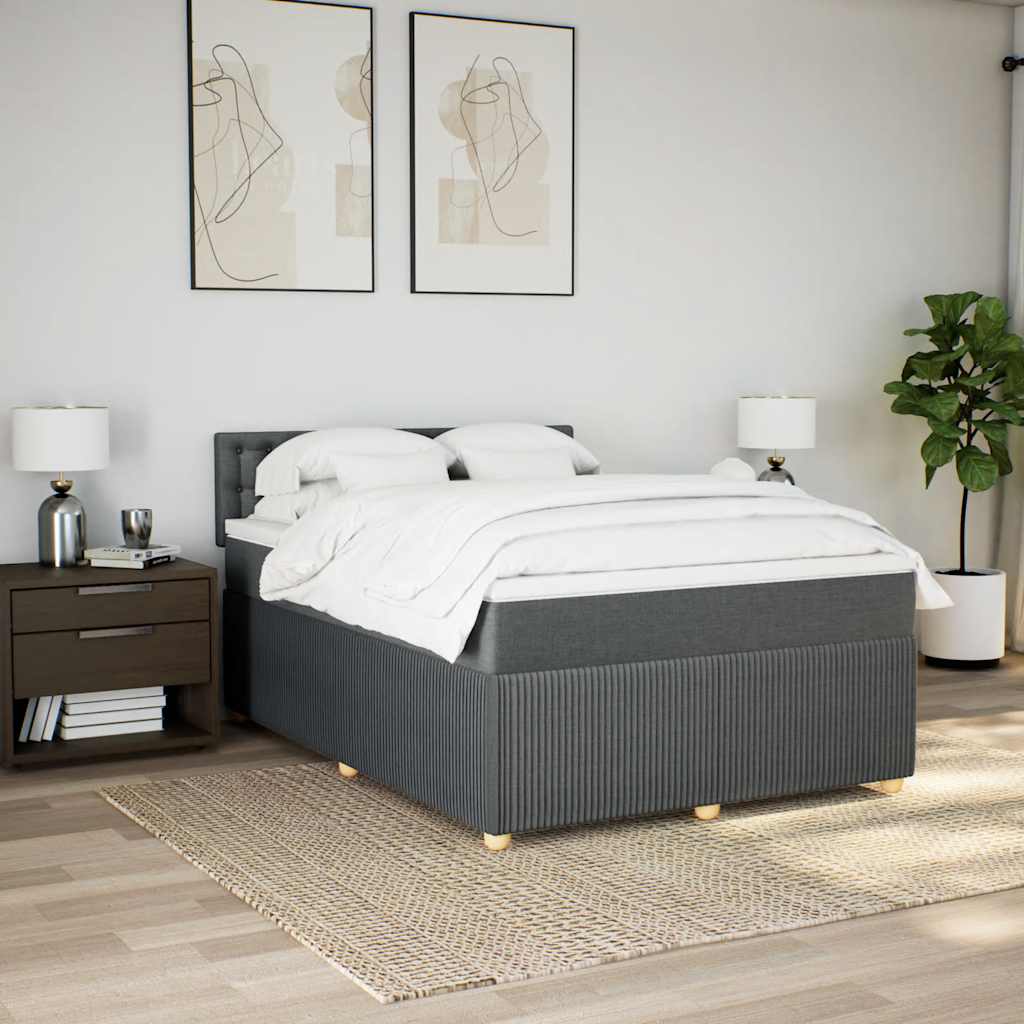 Boxspring met matras stof donkergrijs 140x200 cm is nu te koop bij PeponiXL, paradijselijk wonen!