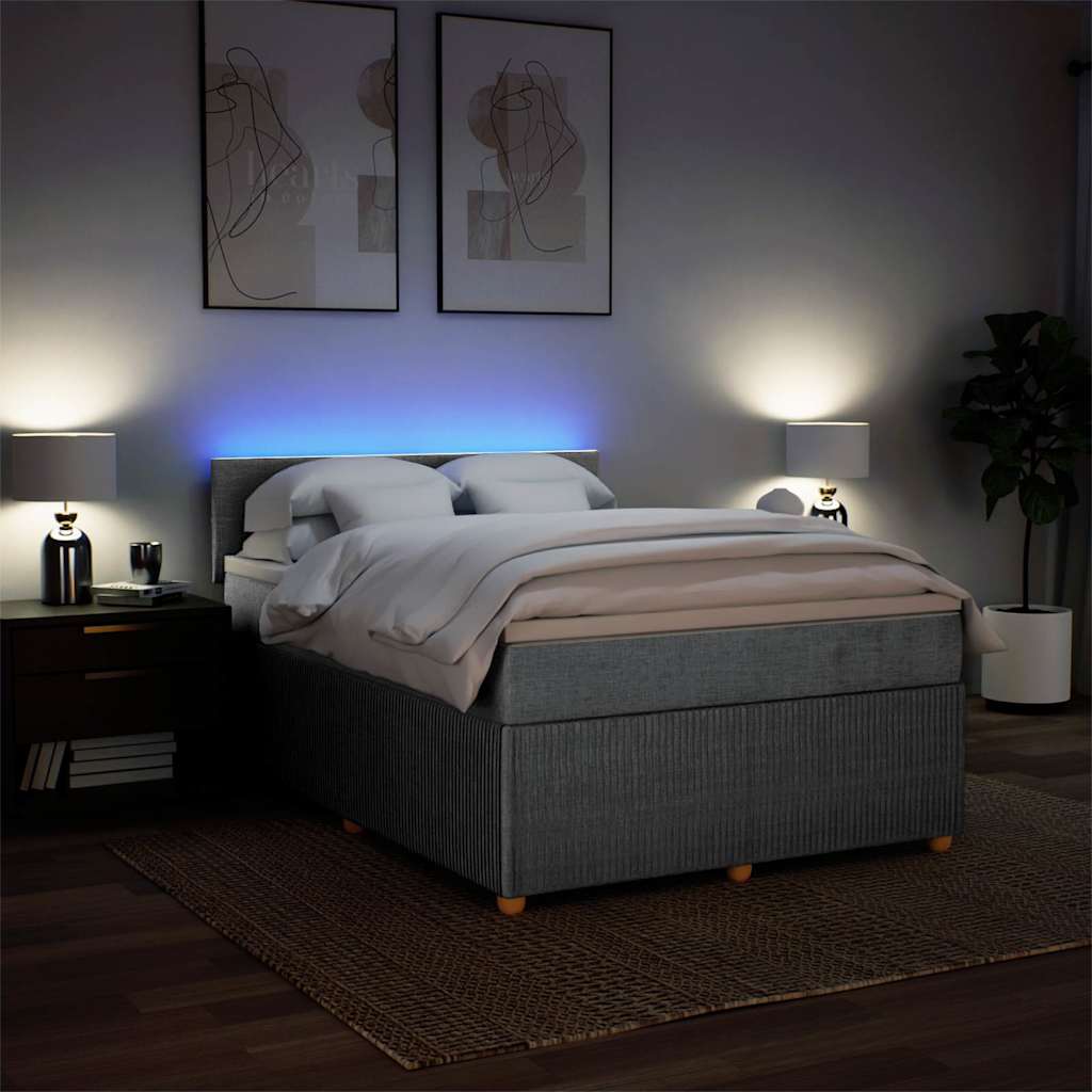 Boxspring met matras stof lichtgrijs 160x200 cm is nu te koop bij PeponiXL, paradijselijk wonen!