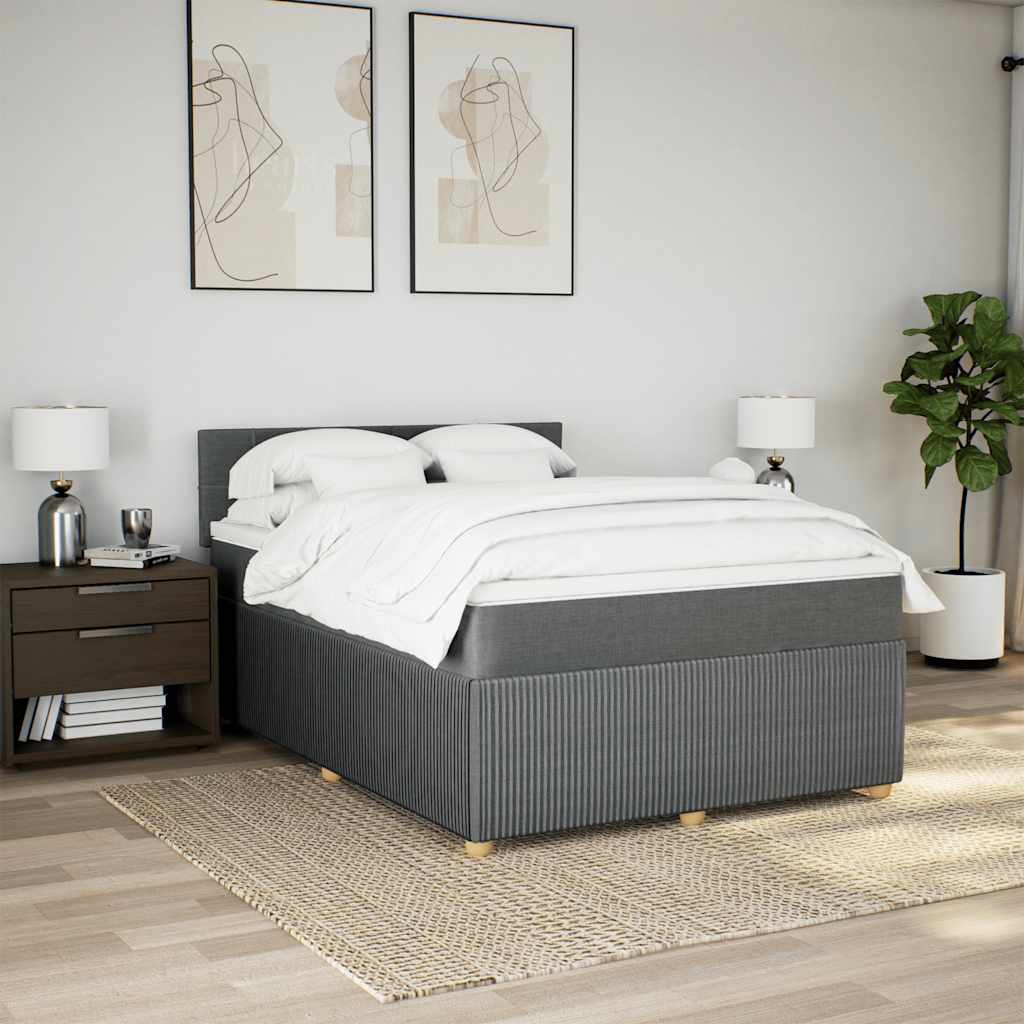 Boxspring met matras stof donkergrijs 160x200 cm is nu te koop bij PeponiXL, paradijselijk wonen!