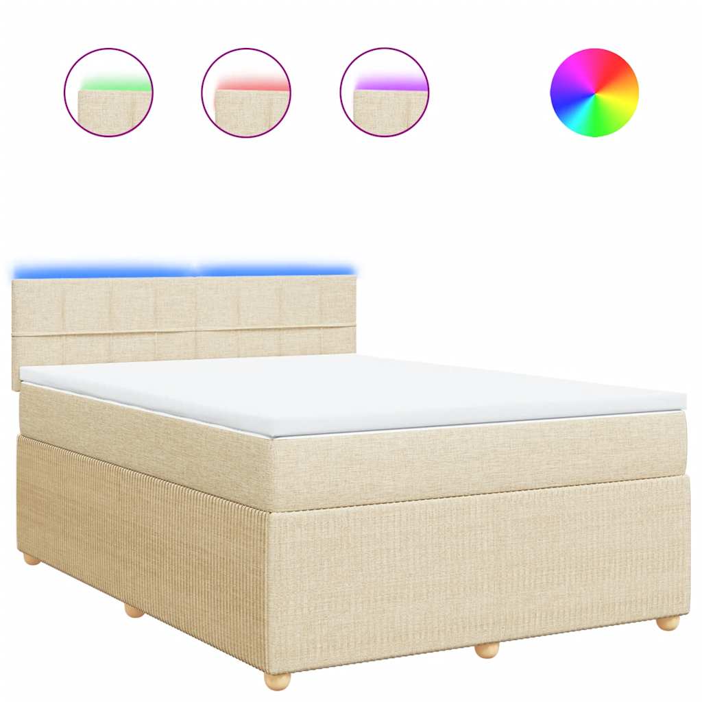 Boxspring met matras stof crèmekleurig 160x200 cm is nu te koop bij PeponiXL, paradijselijk wonen!