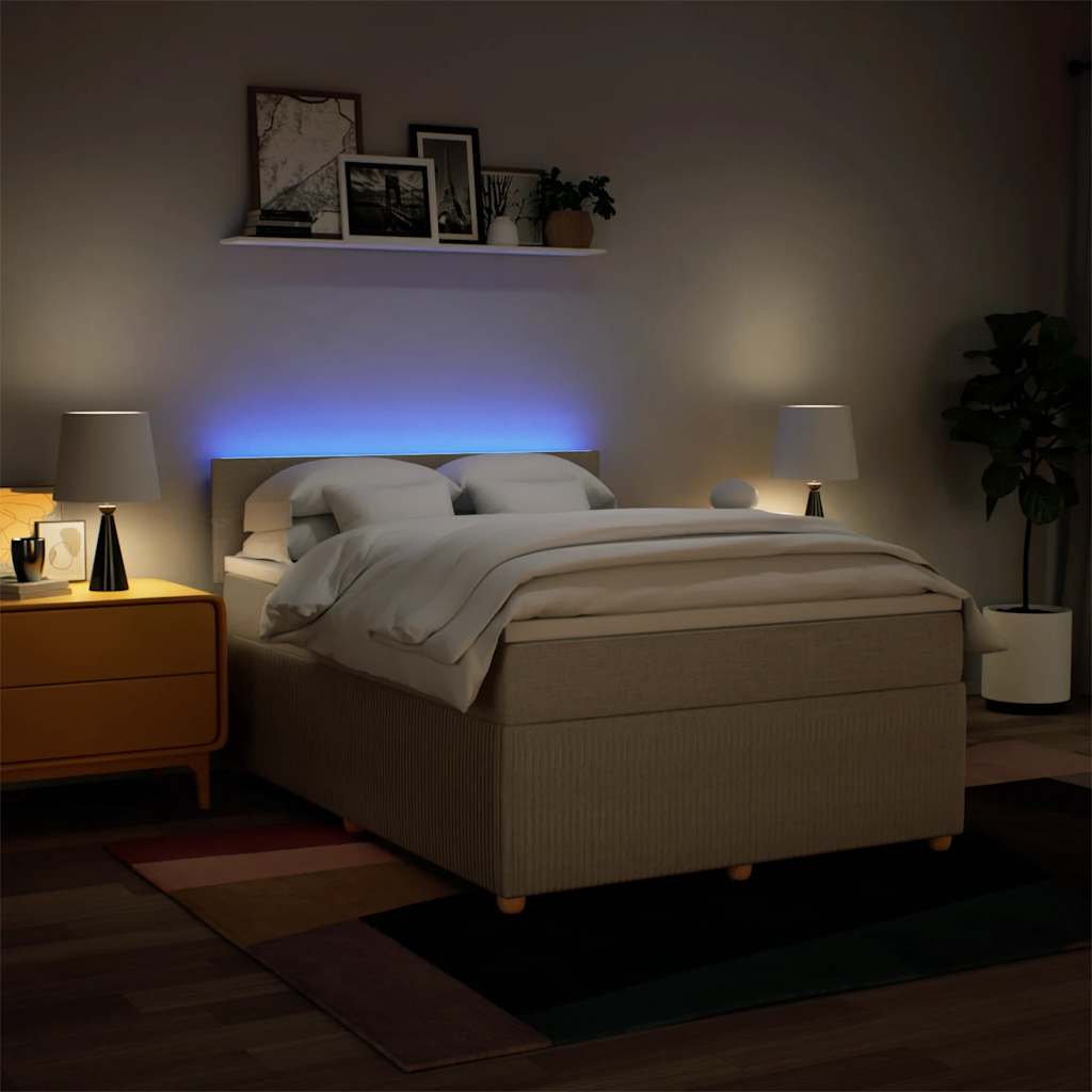 Boxspring met matras stof crèmekleurig 160x200 cm is nu te koop bij PeponiXL, paradijselijk wonen!