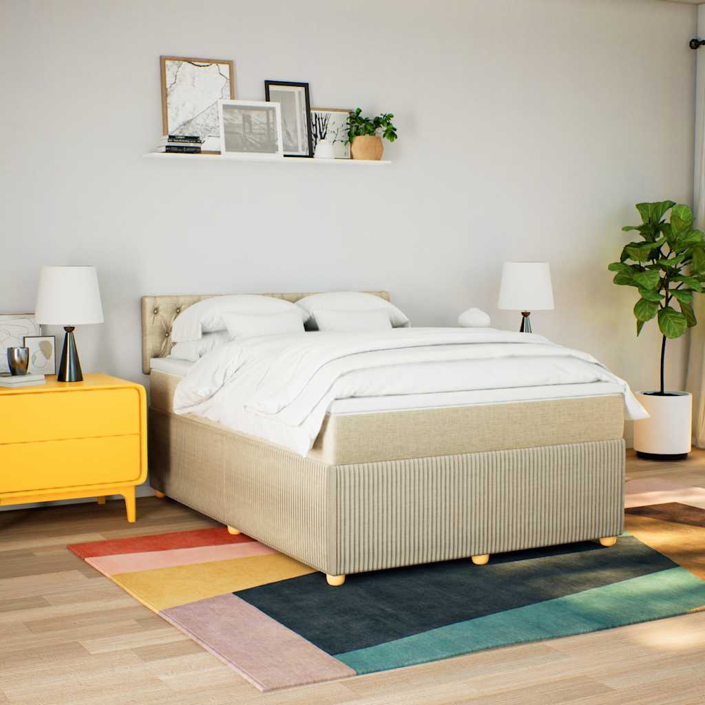 Boxspring met matras stof crèmekleurig 160x200 cm is nu te koop bij PeponiXL, paradijselijk wonen!
