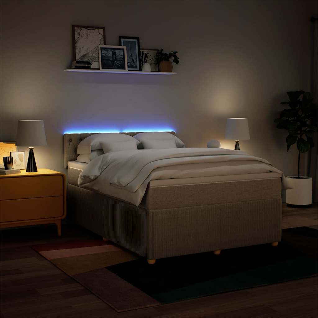 Boxspring met matras stof crèmekleurig 160x200 cm is nu te koop bij PeponiXL, paradijselijk wonen!