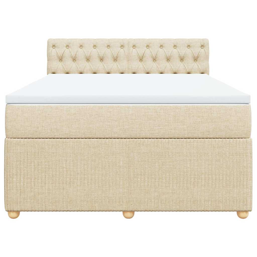 Boxspring met matras stof crèmekleurig 160x200 cm is nu te koop bij PeponiXL, paradijselijk wonen!