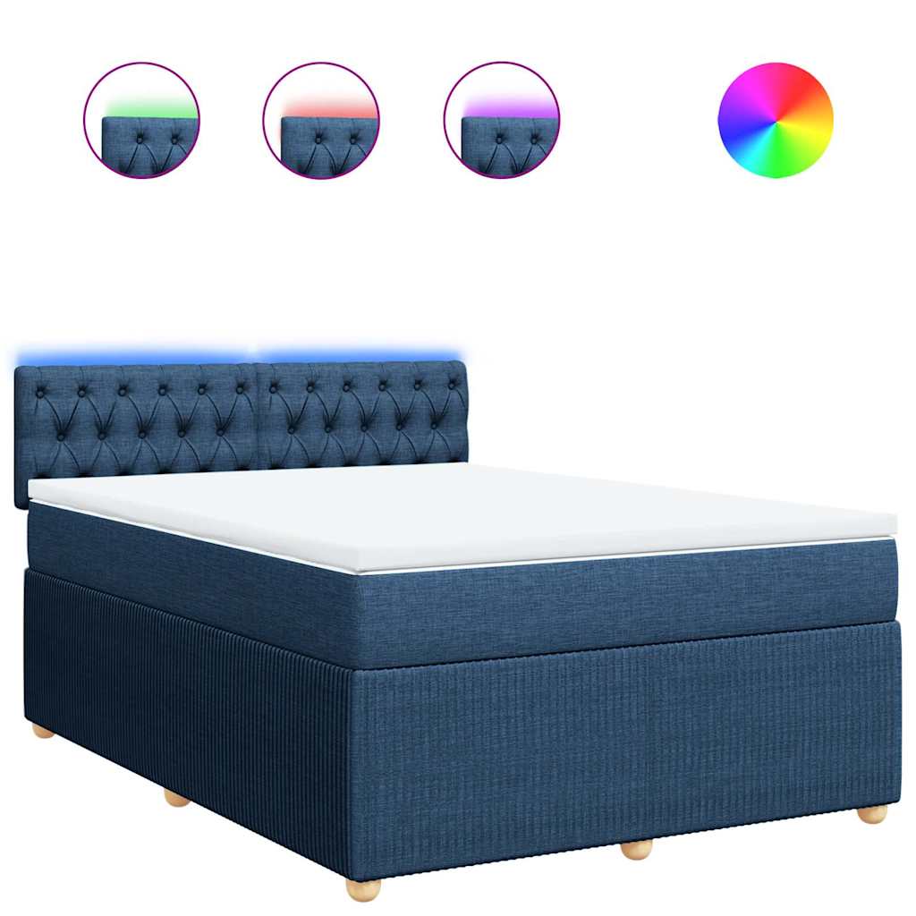 Boxspring met matras stof blauw 160x200 cm is nu te koop bij PeponiXL, paradijselijk wonen!