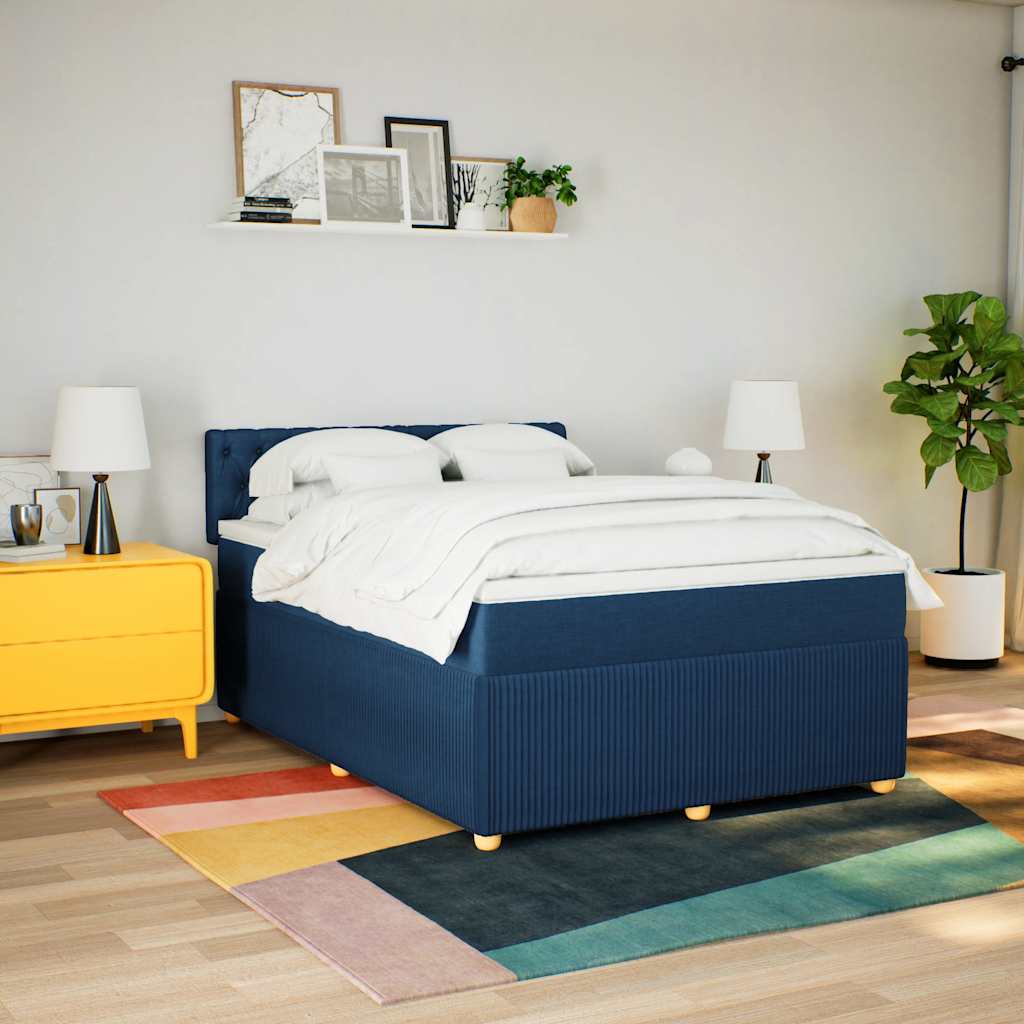 Boxspring met matras stof blauw 160x200 cm is nu te koop bij PeponiXL, paradijselijk wonen!