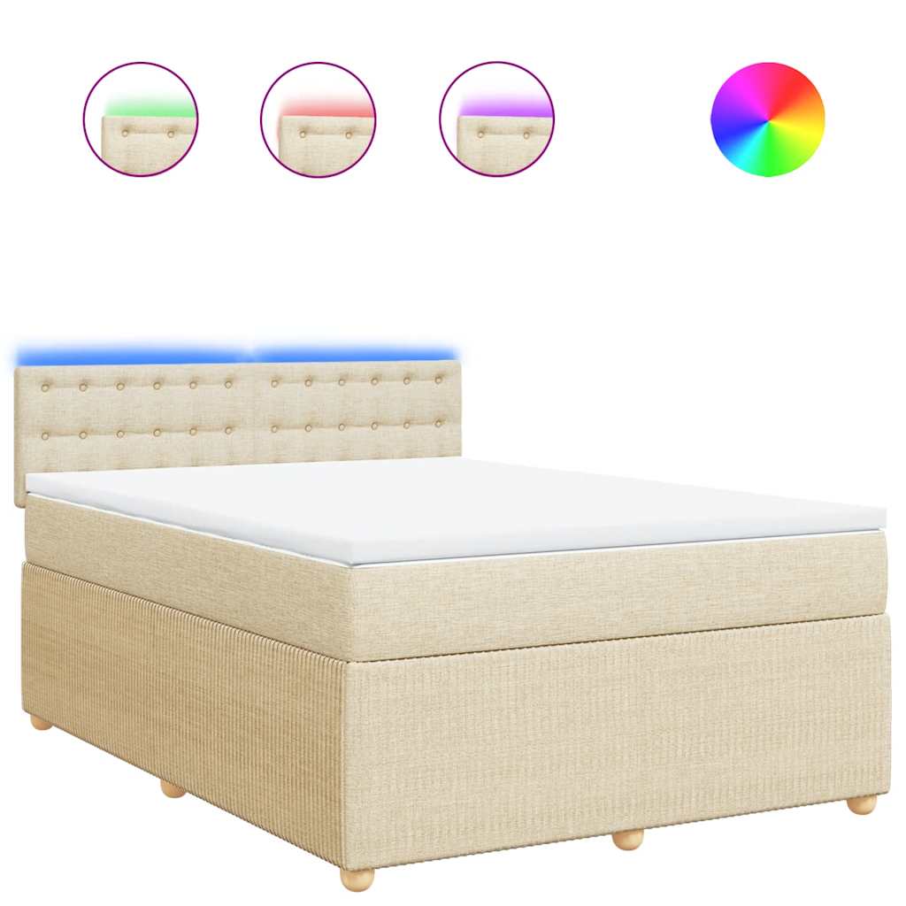 Boxspring met matras stof crèmekleurig 160x200 cm is nu te koop bij PeponiXL, paradijselijk wonen!