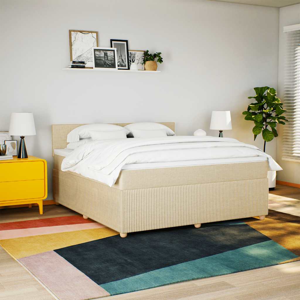 Boxspring met matras stof crèmekleurig 180x200 cm is nu te koop bij PeponiXL, paradijselijk wonen!