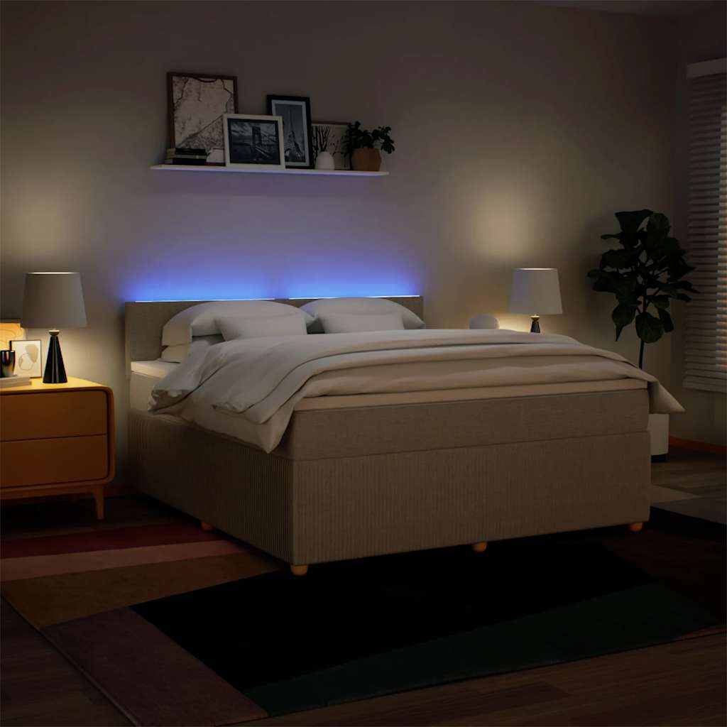Boxspring met matras stof crèmekleurig 180x200 cm is nu te koop bij PeponiXL, paradijselijk wonen!