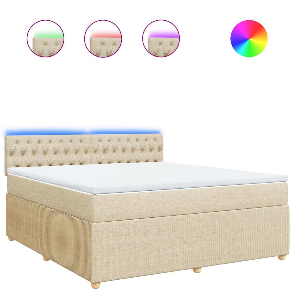 Boxspring met matras stof crèmekleurig 180x200 cm is nu te koop bij PeponiXL, paradijselijk wonen!