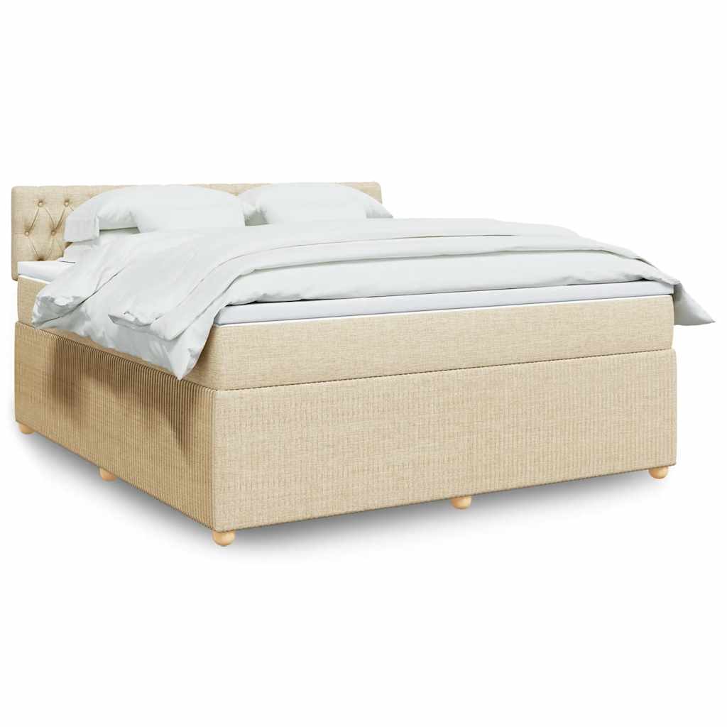 Boxspring met matras stof crèmekleurig 180x200 cm is nu te koop bij PeponiXL, paradijselijk wonen!