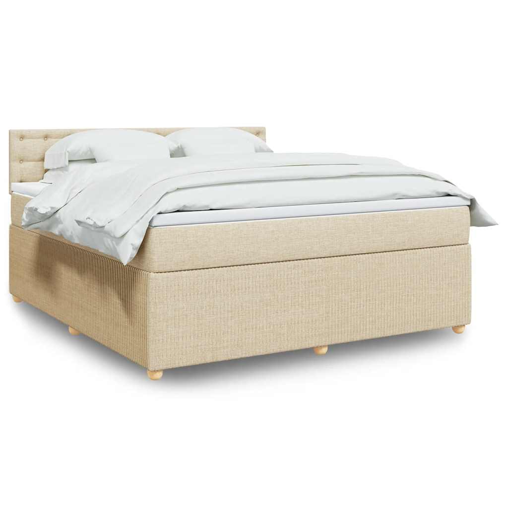 Boxspring met matras stof crèmekleurig 180x200 cm is nu te koop bij PeponiXL, paradijselijk wonen!