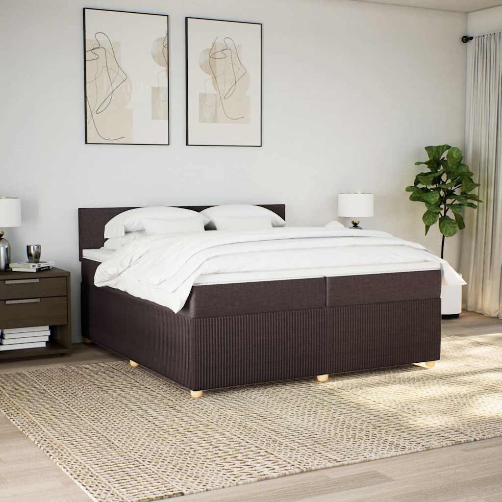 Boxspring met matras stof donkerbruin 200x200 cm is nu te koop bij PeponiXL, paradijselijk wonen!