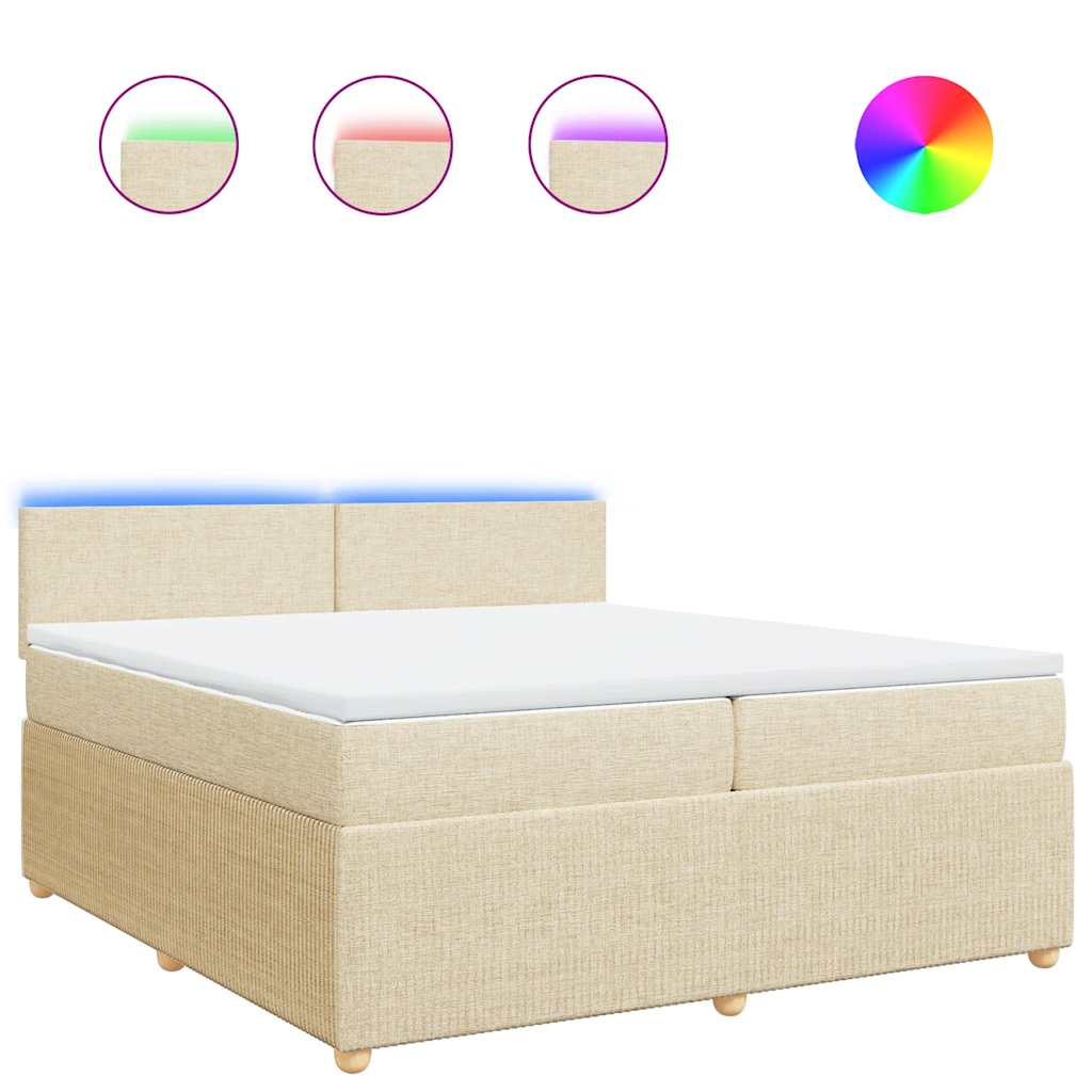 Boxspring met matras stof crèmekleurig 200x200 cm is nu te koop bij PeponiXL, paradijselijk wonen!