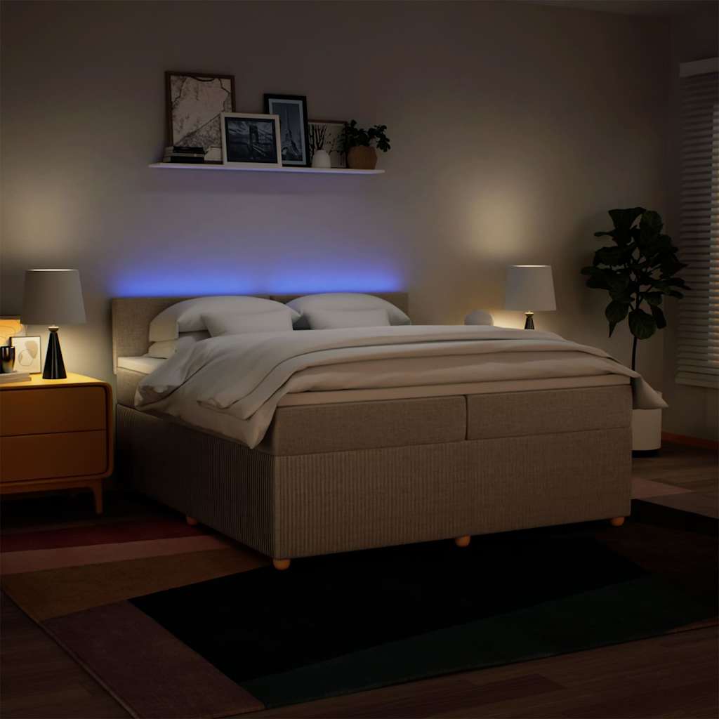 Boxspring met matras stof crèmekleurig 200x200 cm is nu te koop bij PeponiXL, paradijselijk wonen!