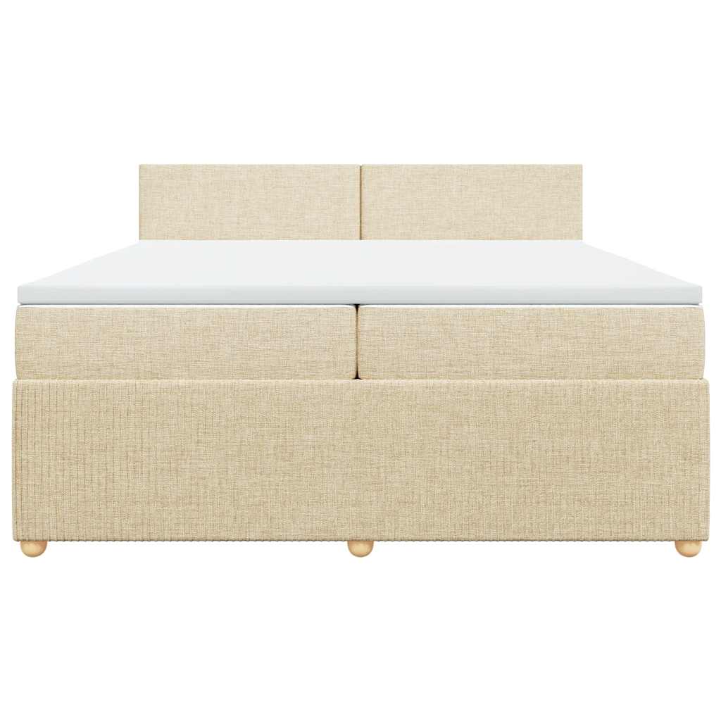 Boxspring met matras stof crèmekleurig 200x200 cm is nu te koop bij PeponiXL, paradijselijk wonen!
