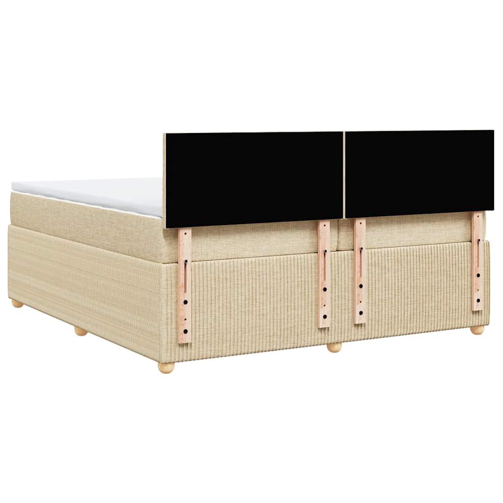 Boxspring met matras stof crèmekleurig 200x200 cm is nu te koop bij PeponiXL, paradijselijk wonen!