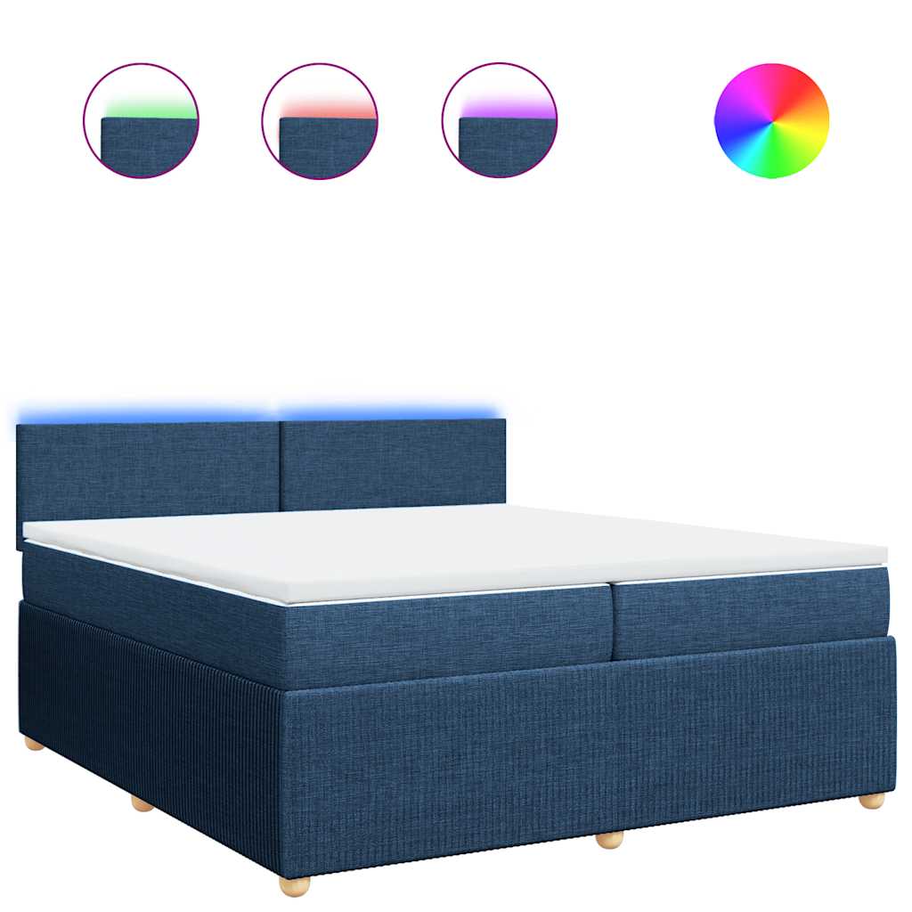 Boxspring met matras stof blauw 200x200 cm is nu te koop bij PeponiXL, paradijselijk wonen!