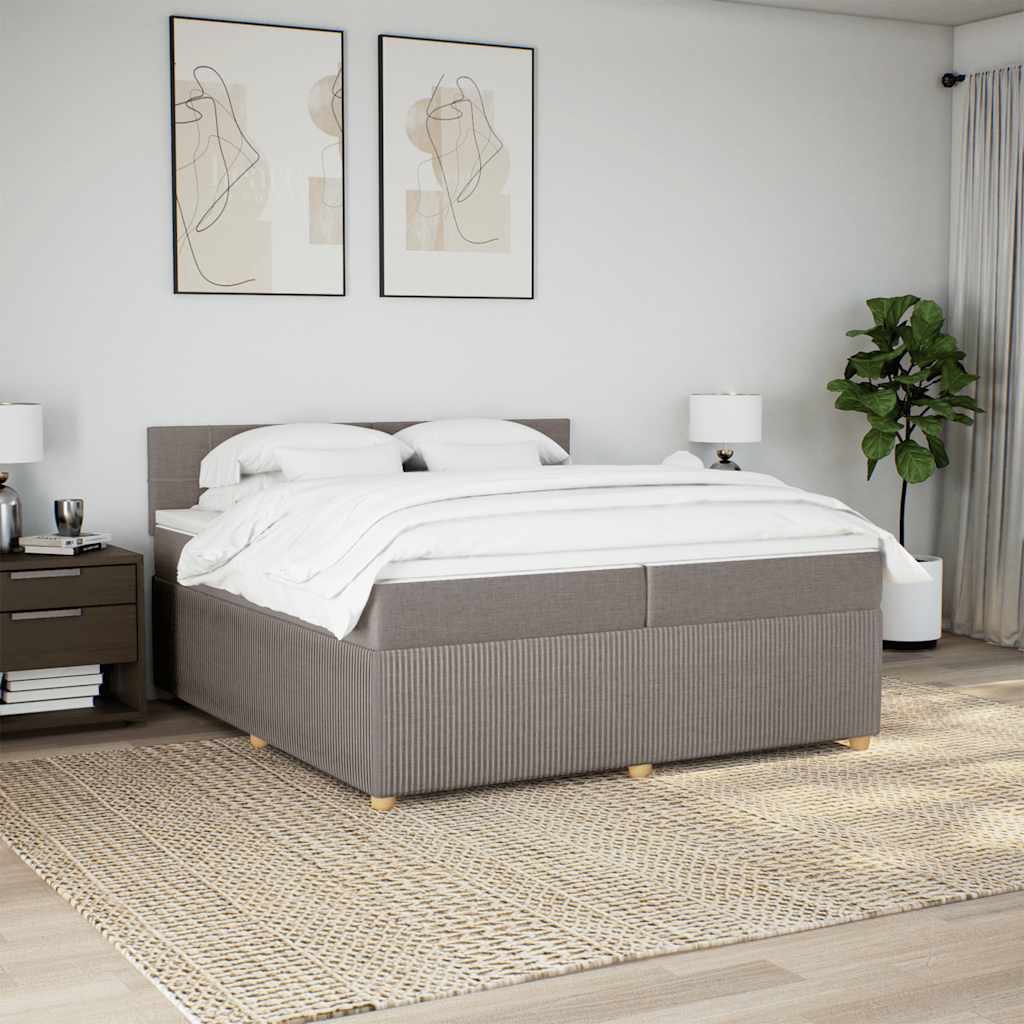 Boxspring met matras stof taupe 200x200 cm is nu te koop bij PeponiXL, paradijselijk wonen!