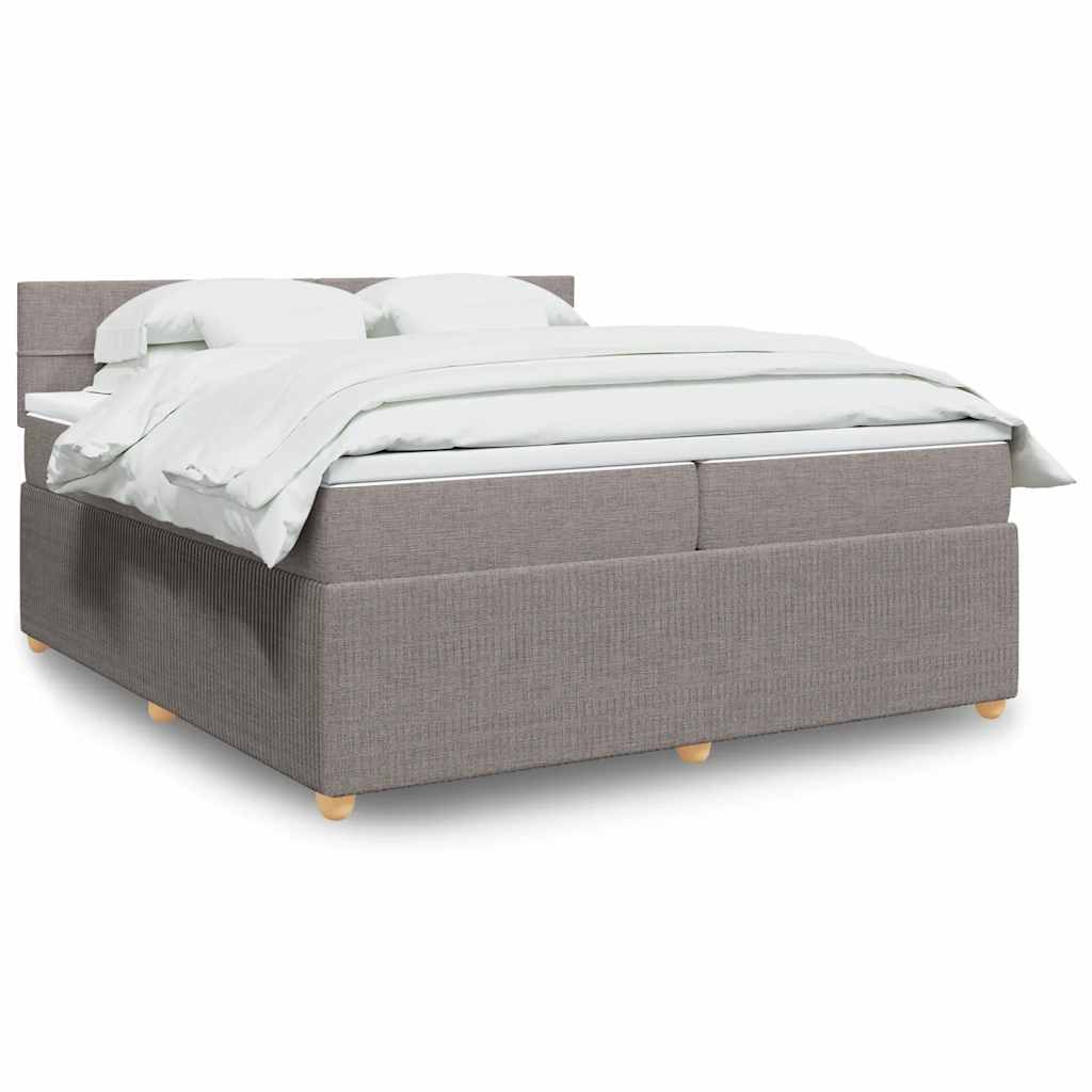 Boxspring met matras stof taupe 200x200 cm is nu te koop bij PeponiXL, paradijselijk wonen!