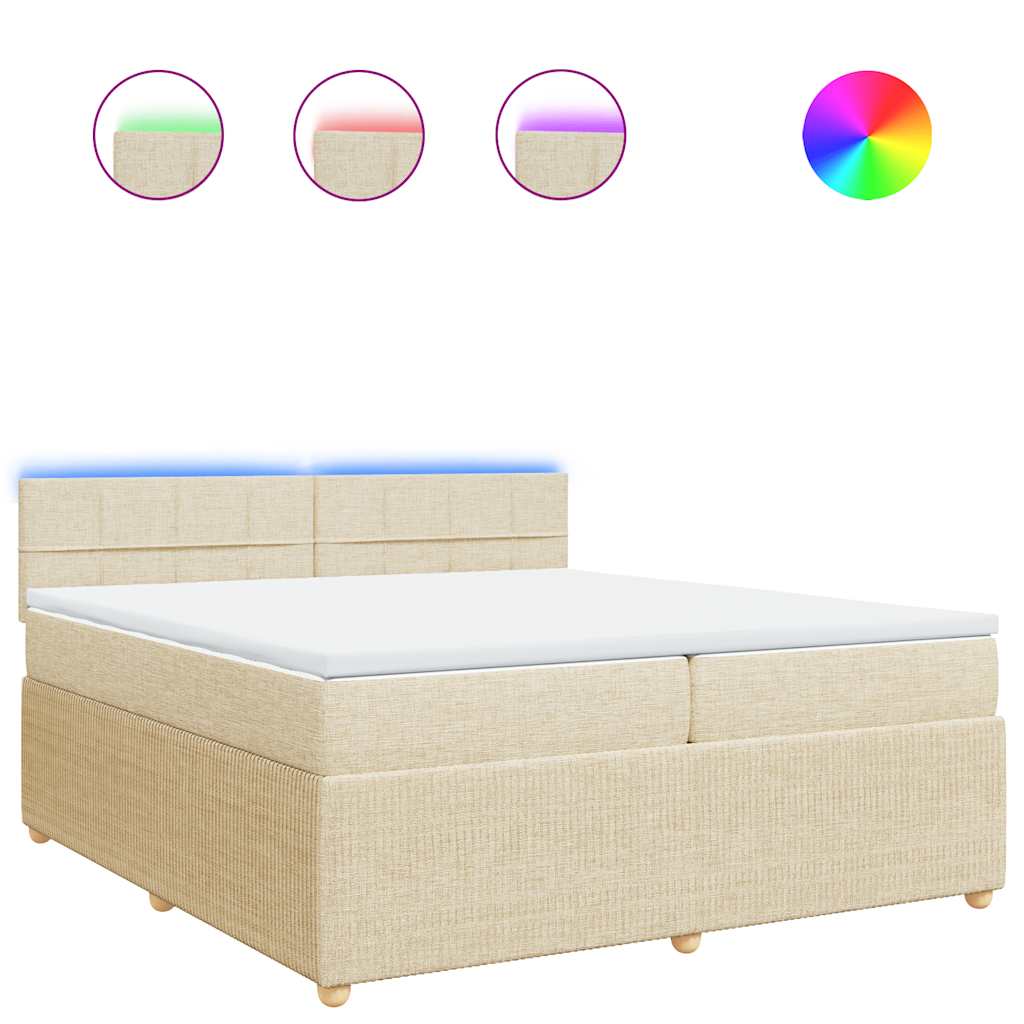 Boxspring met matras stof crèmekleurig 200x200 cm is nu te koop bij PeponiXL, paradijselijk wonen!