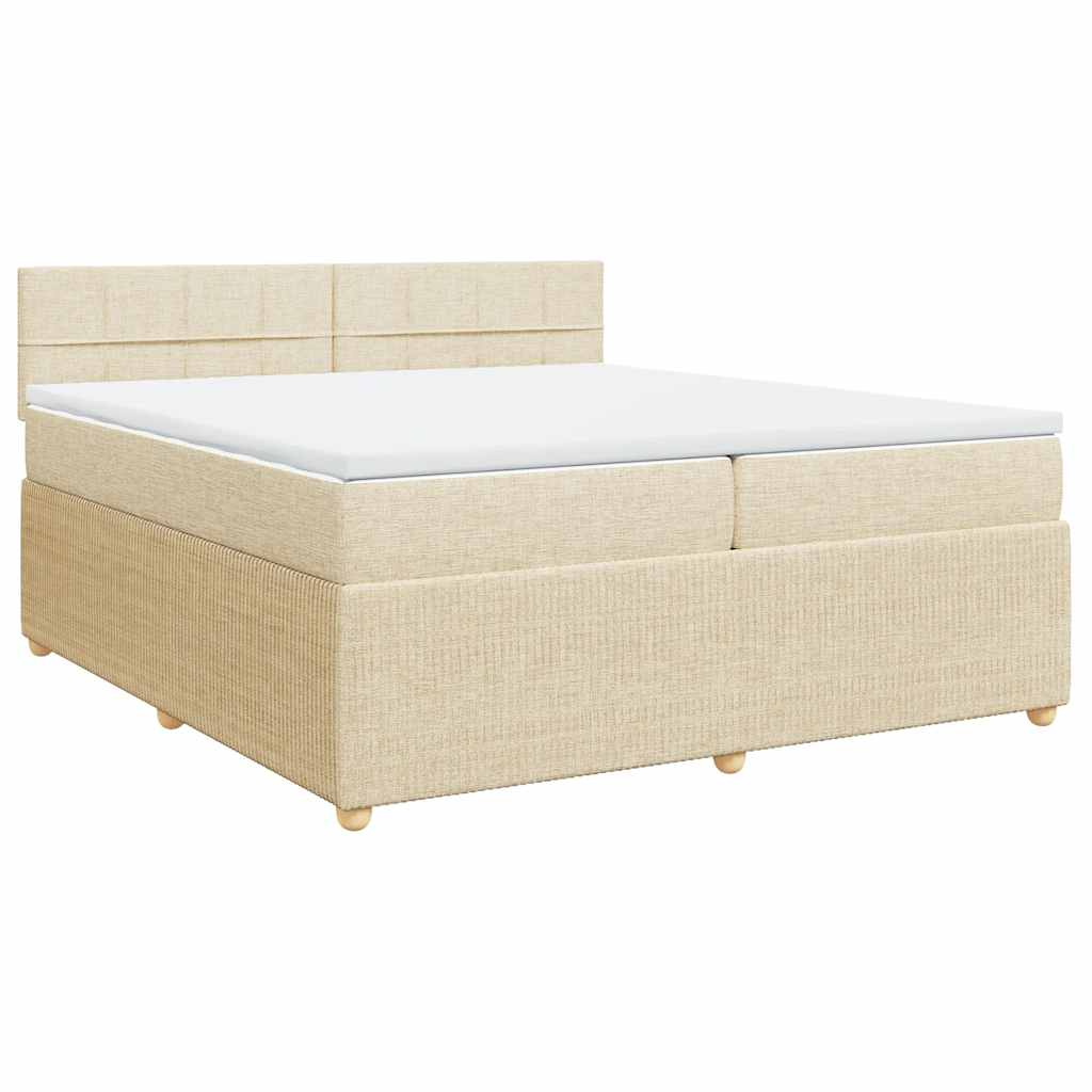 Boxspring met matras stof crèmekleurig 200x200 cm is nu te koop bij PeponiXL, paradijselijk wonen!