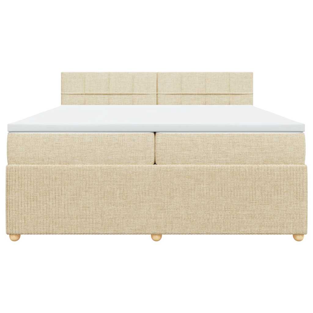 Boxspring met matras stof crèmekleurig 200x200 cm is nu te koop bij PeponiXL, paradijselijk wonen!