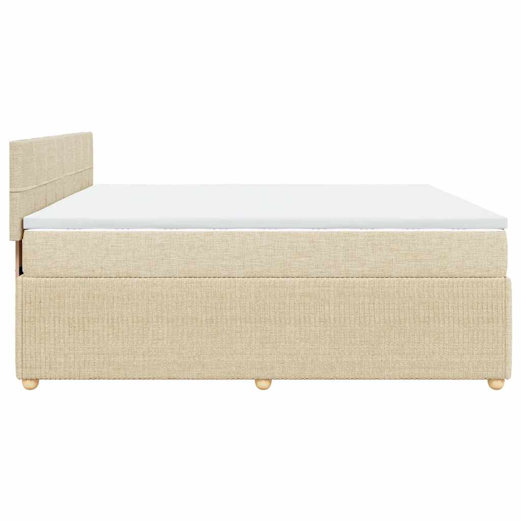 Boxspring met matras stof crèmekleurig 200x200 cm is nu te koop bij PeponiXL, paradijselijk wonen!
