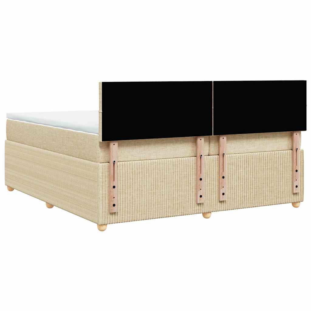 Boxspring met matras stof crèmekleurig 200x200 cm is nu te koop bij PeponiXL, paradijselijk wonen!