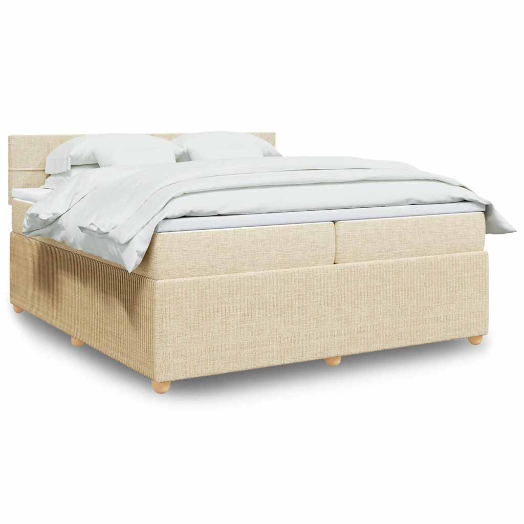 Boxspring met matras stof crèmekleurig 200x200 cm is nu te koop bij PeponiXL, paradijselijk wonen!