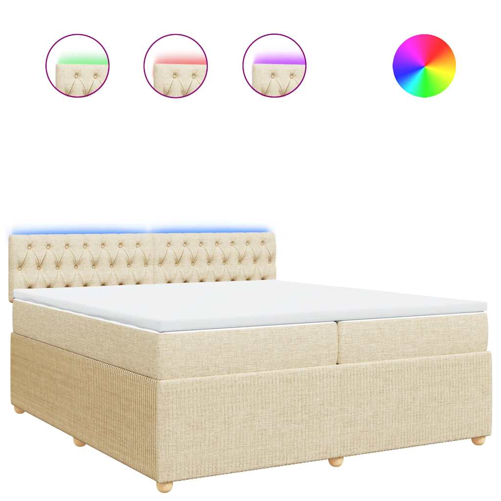 Boxspring met matras stof crèmekleurig 200x200 cm is nu te koop bij PeponiXL, paradijselijk wonen!