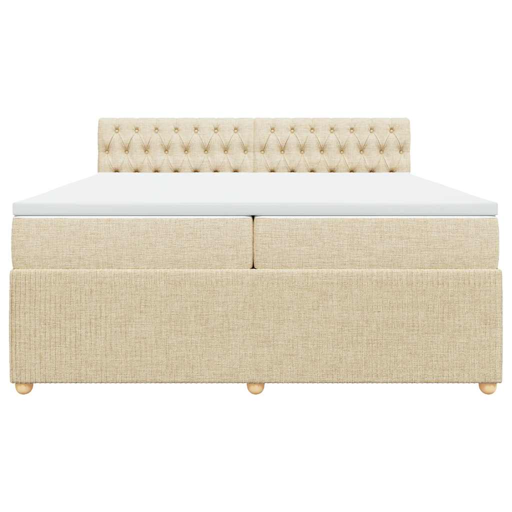 Boxspring met matras stof crèmekleurig 200x200 cm is nu te koop bij PeponiXL, paradijselijk wonen!