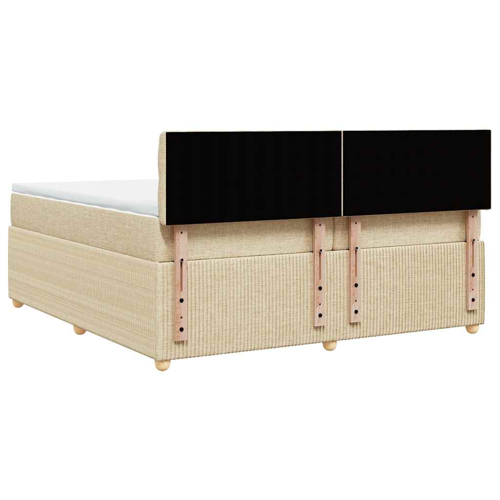 Boxspring met matras stof crèmekleurig 200x200 cm is nu te koop bij PeponiXL, paradijselijk wonen!