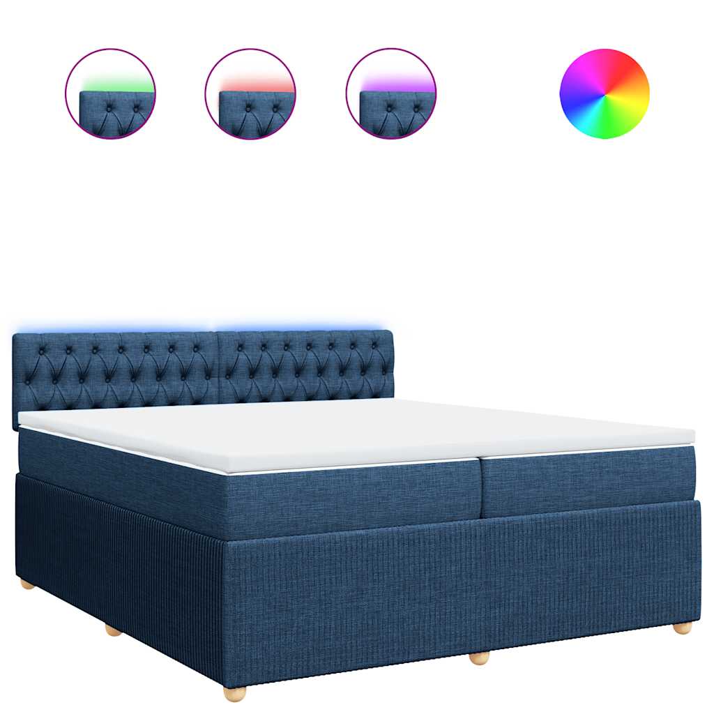 Boxspring met matras stof blauw 200x200 cm is nu te koop bij PeponiXL, paradijselijk wonen!
