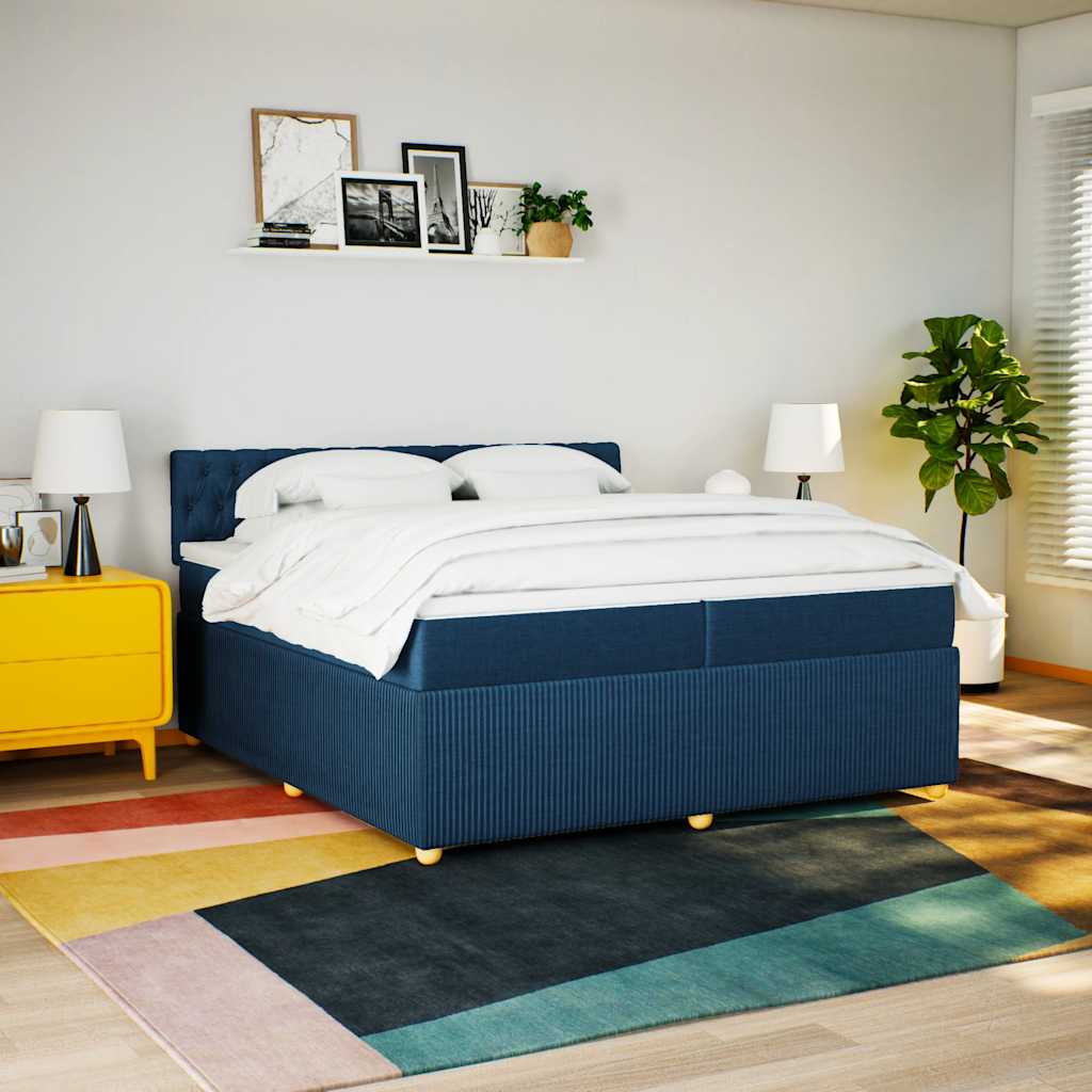 Boxspring met matras stof blauw 200x200 cm is nu te koop bij PeponiXL, paradijselijk wonen!